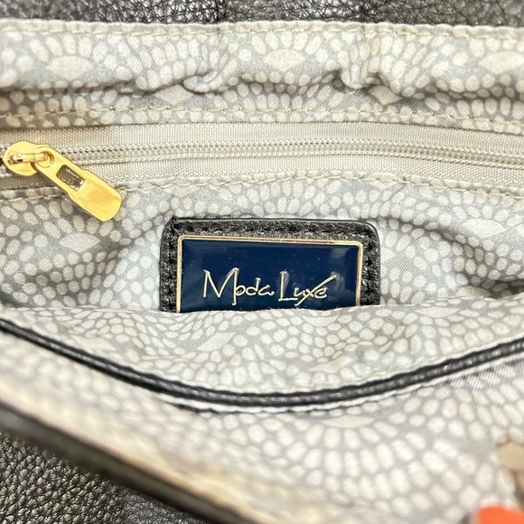 Nwot Moda Luxe Black Crossbody envelop bag clutch removable gold chain tassel - Picture 7 of 7